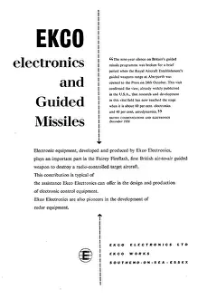 Ekco: Ekco Electronics & Guided Missiles