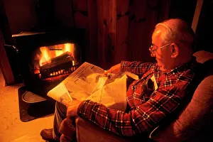 Classic Stock: Elderly Retired Man Falling Asleep Sitting in