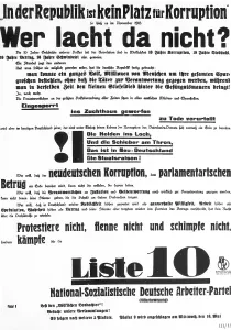 Corruption: Election poster of the NSDAP, 1928
