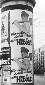 Desperate: Election posters of the NSDAP on an advertising column, 1932