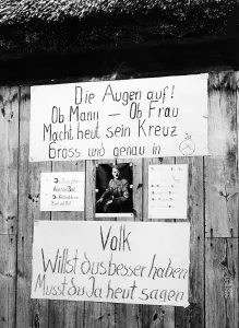 1933 1945: Election posters in Spreewald for the referendum on the