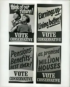 Pensions: Four election posters, Vote Conservative
