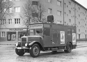 Addressed: Election propaganda car of the NSDAP in Berlin, 1932