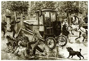 Cabs: Electric cab causing consternation in a Paris street 1899
