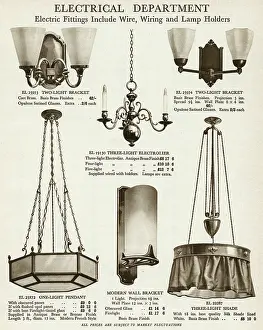 Candelabra: Electric ceiling pendant & bracket lights 1929