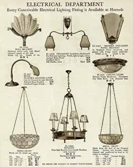 Harrods: Electric ceiling & wall lights using oyster shell 1929