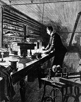 The electric light- Mr Edison in his laboratory
