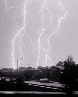 Electrostatic: Electrical Storm with Lightning and Rain in Sky
