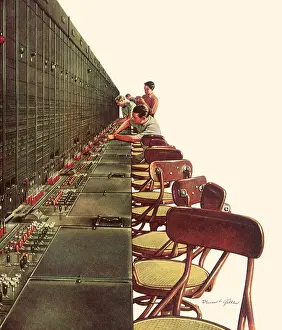 Lifefamily: Electricians at Telephone Operation Console