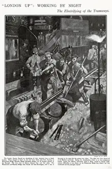 Fitters: Electrifying Tramways at Night, London 1902