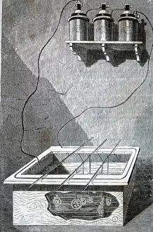 Shelf: Electroplating bath with BUNSEN cells