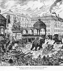Odeonsplatz: The Elefanten-Tumult on Odeonsplatz in Munich, 1888