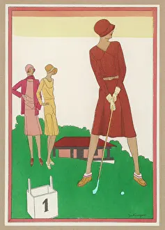 Sporty: Three elegant ladies on a golf course