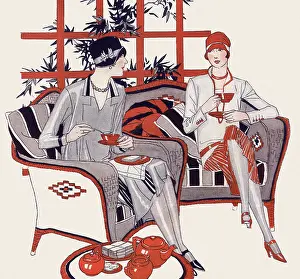Refreshments: Elegant Women sip Tea