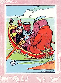 Piglets: Elephant, bear, pig, rabbit and mouse in a boat