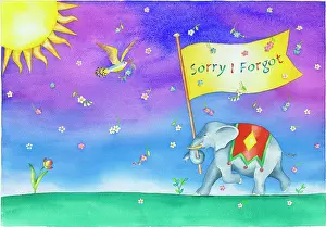 Sorry: Elephant with Sorry I Forgot banner