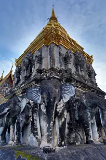 Chedi: Elephant Statue Chedi, Wat Chiang Man temple, Chiang Mai