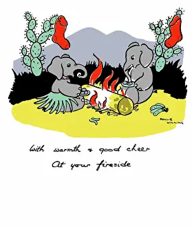 Willing: Elephants by camp fire, with stockings hanging