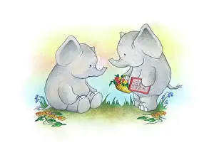 Pedley: Two elephants ? one with card and flowers