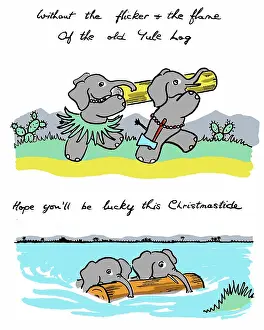 Willing: Elephants carrying and swimming with a log