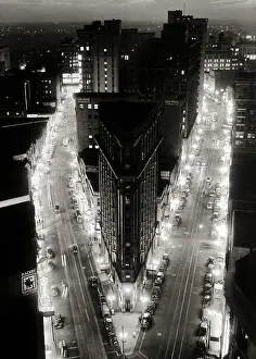 Flatiron: Elevated Night View of Downtown Intersection of