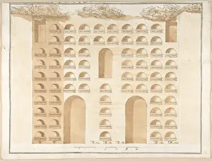 1710s: Elevation of a Columbarium, 1710?27, Pen and brown