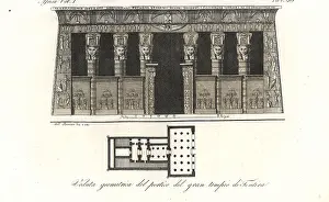 Tentyra: Elevation and plan of the Temple of Hathor