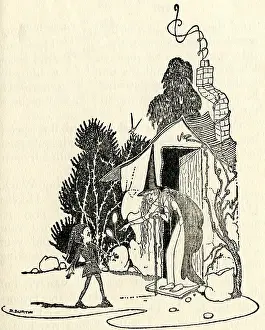 Fairytale: An elf at the door of a witch?s house
