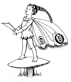 Elf standing on toadstool, singing