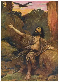 Foretells: ELIJAH FED BY RAVENS