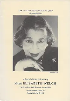 Marriott: Elisabeth Welch programme, The Gallery First Nighters Club