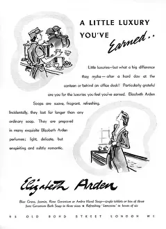 Luxuries: Elizabeth Arden Soaps advertisement, 1940