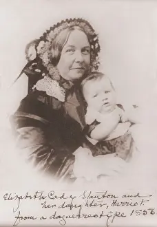 Feminists: Elizabeth Cady Stanton (1815-1902), holding ?