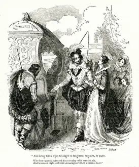Idealised: Elizabethan aristocratic couple getting into a coach