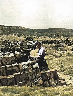 Despatches: Ellis Ashmead-Bartlett writing a despatch, Dardanelles, WW1
