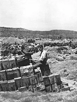Despatches: Ellis Ashmead-Bartlett writing a despatch, Dardanelles, WW1