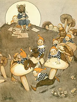 Elves: Elves jumping over toadstools