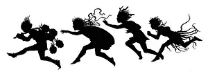 Blackberries: Elves running (silhouette)
