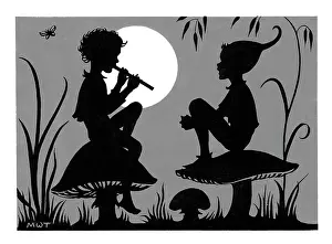 Fairyland: Two elves sitting on toadstools