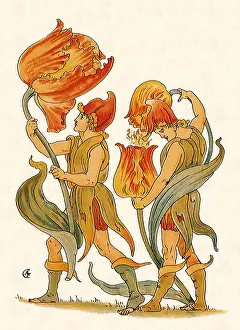 Elves: Elves with Tulips, by Walter Crane