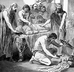 Embalming: Embalming in ancient Egypt, engraving 1892 ?