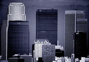 Californian: Detail of Embarcadeo architecture San Francisco monochome