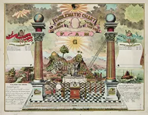 Masons: Emblematic chart and Masonic history of Free and Accepted Ma
