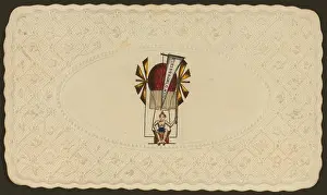 Embossed: Embossed card shows balloon labelled rien d'impossible ascen