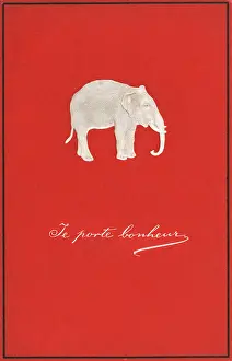 Embossing: Embossed greetings card, featuring a white elephant