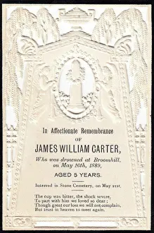 Broomhill: Embossed Victorian mourning card, James William Carter