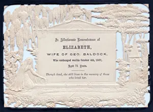 Bereavement: Embossed Victorian mourning card, Elizabeth Baldock
