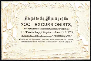 Sheerness: Embossed Victorian mourning card, 700 Excursionists
