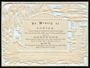 Bereavement: Embossed Victorian mourning card, three daughters