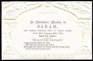 Dearly: Embossed Victorian mourning card, Sarah Smith